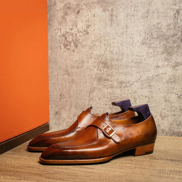 Tan Leather Algarve Single Monk Straps