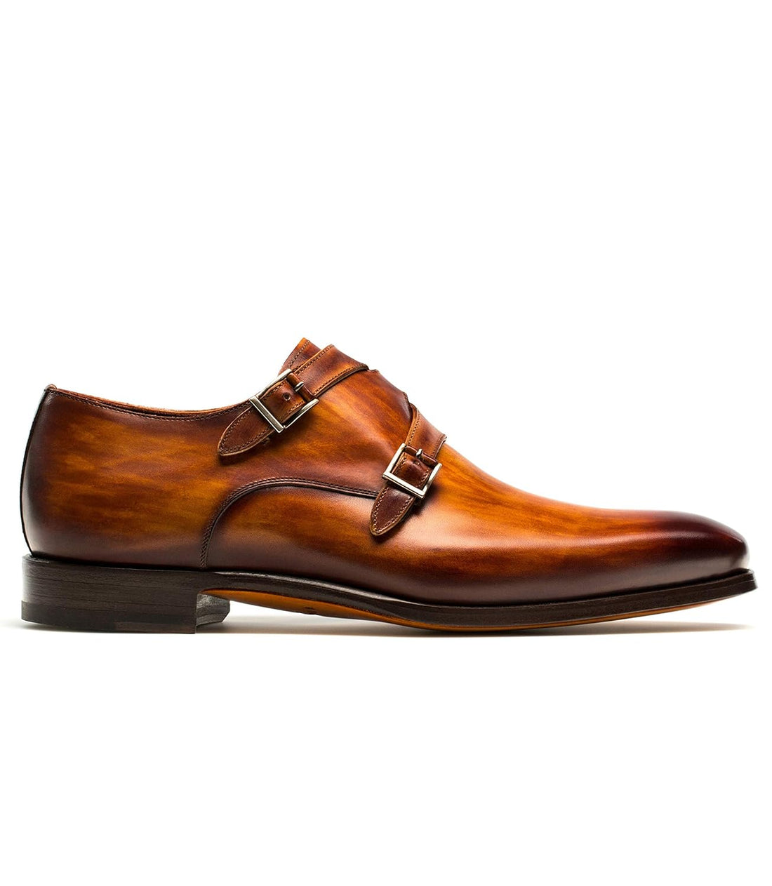 Tan Leather Leminst Monk Strap Shoes