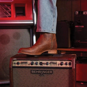 Tan Leather Barstow Slip On Zipper Western Cowboy Boots