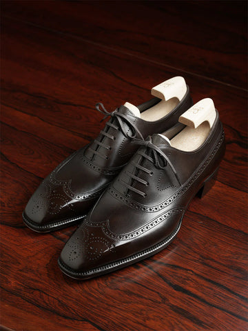 Brown Leather Cedria Brogue Wingtip Oxfords - Formal Shoes