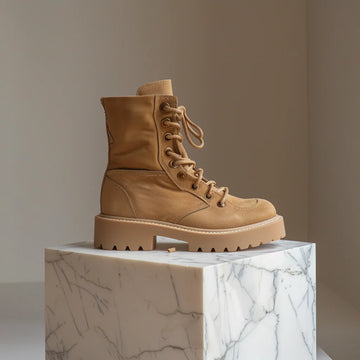 Tan Nubuck Leather Damiano Combat Boot