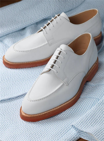 White Buck Onslow Derby Shoes-Formal Shoes