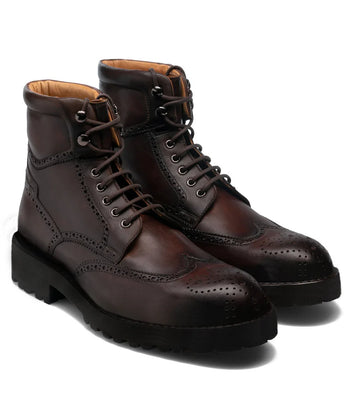 Brown Leather Troyes Chunky Derby Boots