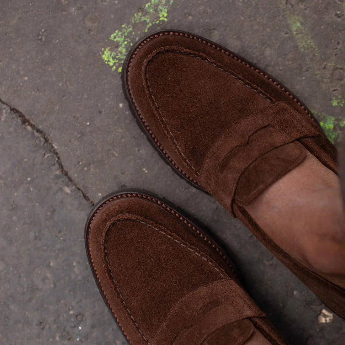 Brown Suede Belize Chunky Penny Loafers - With Track Soles