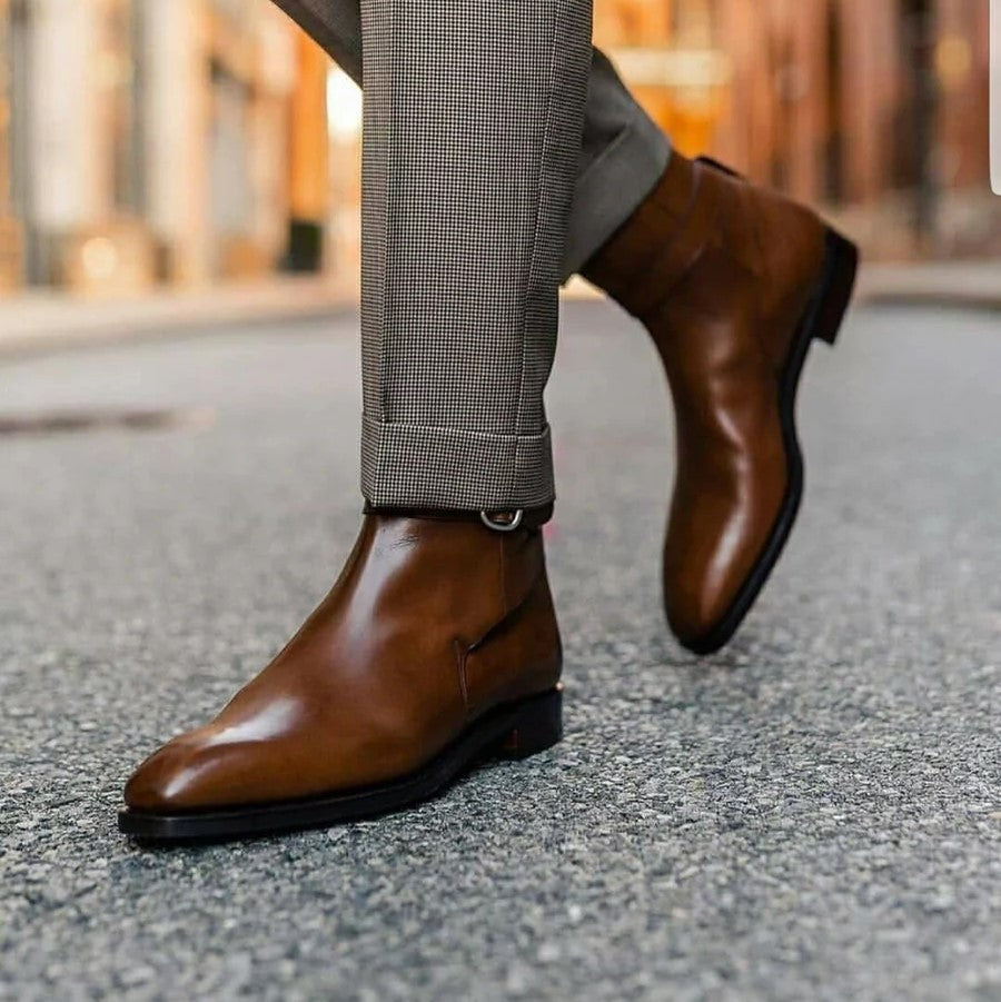 Brown Leather Amarante Slip On Jodhpur Boots